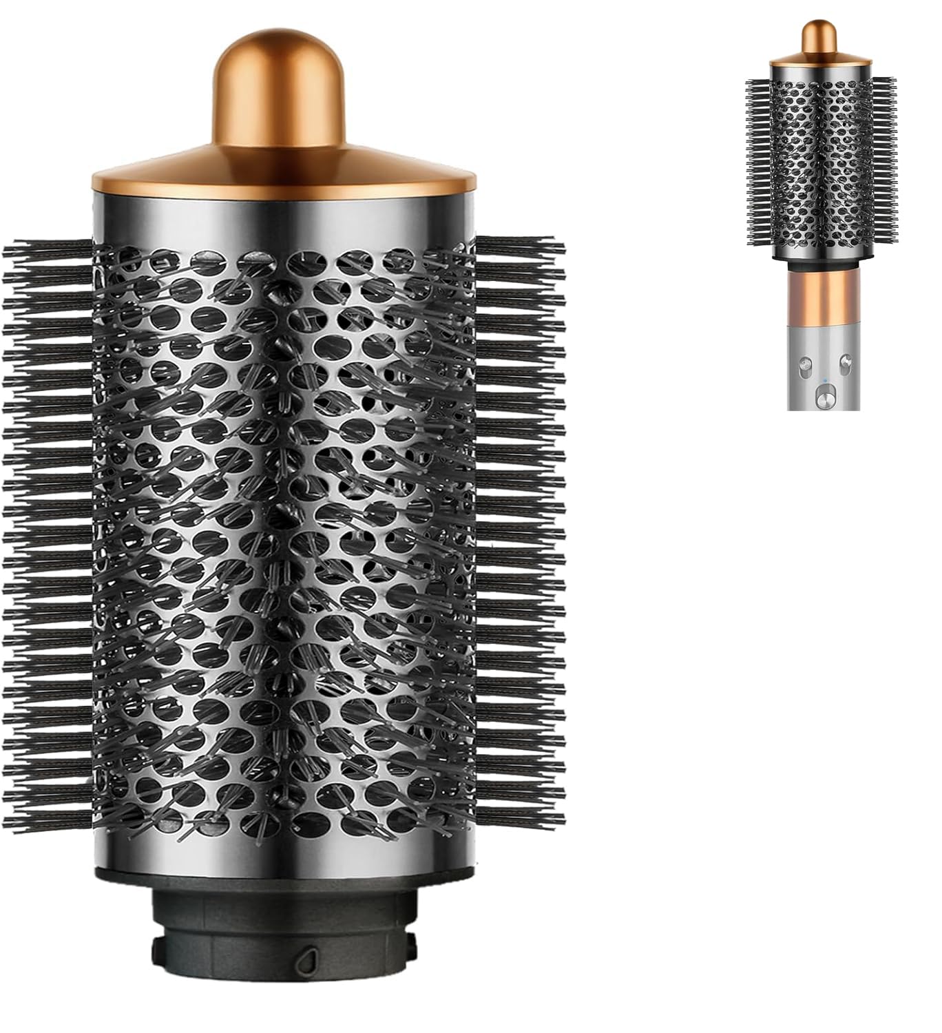 Large Round Volumizing Brush for Dyson Airwrap Attachments Bigger Round Brush Attachment for Dyson Air Wrap Styler, Fluff up and Volumize for Styling (Gold)
