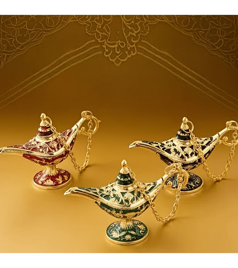 2pcs Black Aladdin Style Lamp Ornament Creative Wishing Lamp Decor For Home Banquet - Image 2
