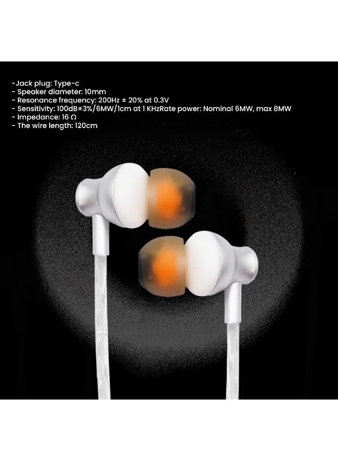 آیمی سماعات أذن ستيريو من النوع C بيضاء، مغناطيسية، صوت ستيريو عالي الجهير، سماعات أذن سلكية من النوع C، عازلة للضوضاء، سماعات أذن مقاومة للماء للجري وسامسونج جالاكسي/جوجل بيكسل/ون بلس/آيباد برو - IM-EP113 - Image 3