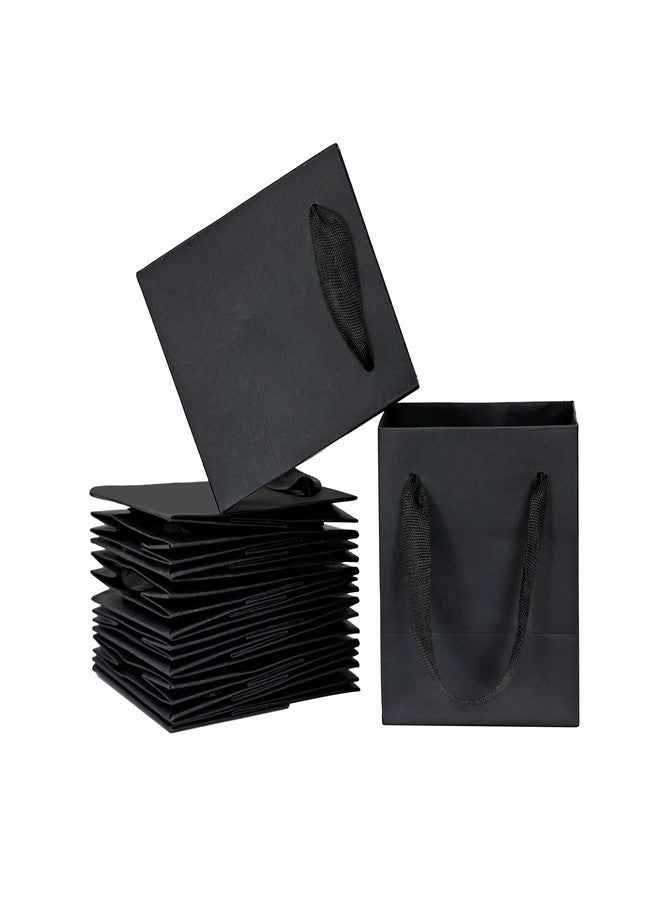 HUAPRINT 12 Pack Extra Small Black Gift Bags,4x2.75x4.5 inch Tiny Mini Paper Bags with Handles Bulk For Party Favors,Presents,Birthday, Weddings,Baby Showers,Business,Shopping - Image 1
