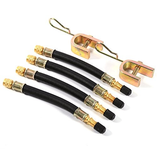 Yosoo 4X Tyre Valve Extension Dual Flexible Tire Wheel Bus Truck Transit Adaptor 140mm + 2pcs Clamps - Image 1