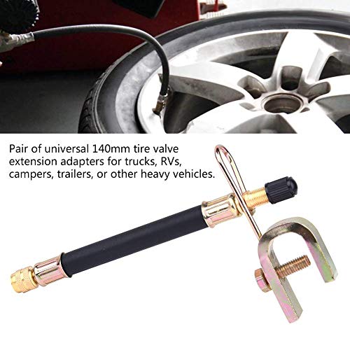 Yosoo 4X Tyre Valve Extension Dual Flexible Tire Wheel Bus Truck Transit Adaptor 140mm + 2pcs Clamps - Image 3