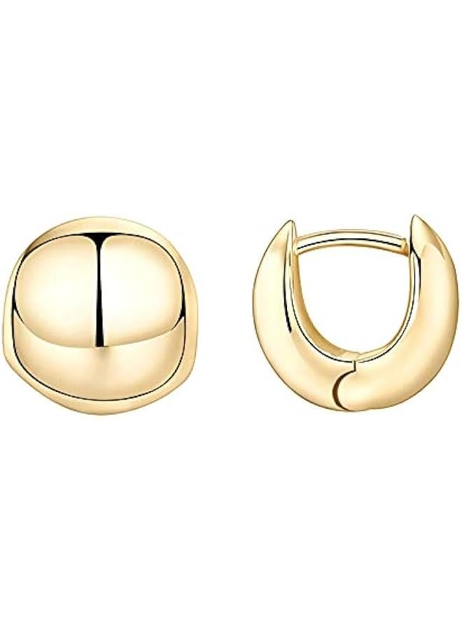 PAVOI 14K Gold Plated 925 Sterling Silver Post Ultra Thick Huggie Earring | Women's Mini Hoop Earrings | Gold Plated Small Hoops  - Image 1