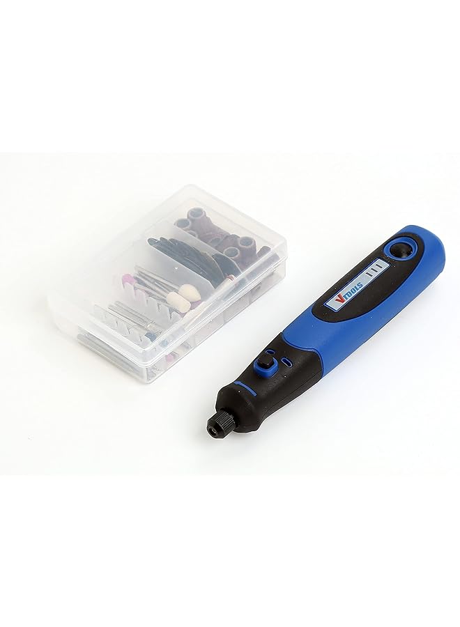 VTOOLS 3.6V Cordless Mini Grinder With 50 Pc Accessory Set And 3 Variable Speed With Led Battery Indication Rotary Tool For Polishing Cleaning And Engraving Blue Vt1208 - Image 1