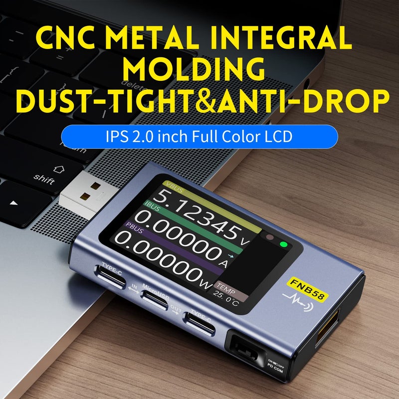 FNIRSI USB Tester 4-28V 7A LCD USB A&C Voltage Current Power Tester Multimeter with App Software, Fast Charge Detection Trigger Capacity Ripple Measurement, PD2.0/PD3.0,QC2.0/QC3.0 - Image 4