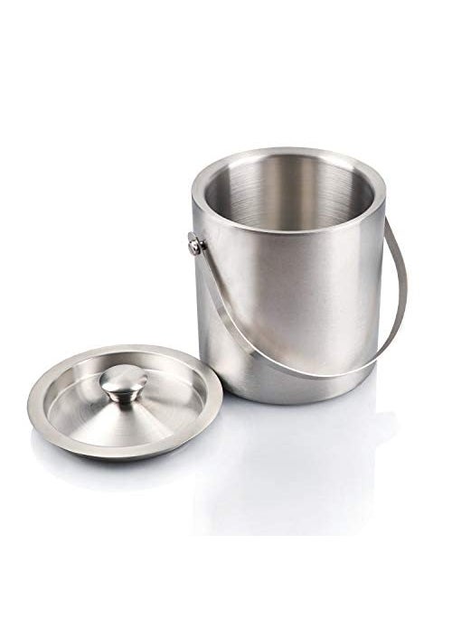 FINALITY finality Stainless Steel Double Walled Insulated Ice Bucket with Lid with Tong 1 Liter  - Image 2