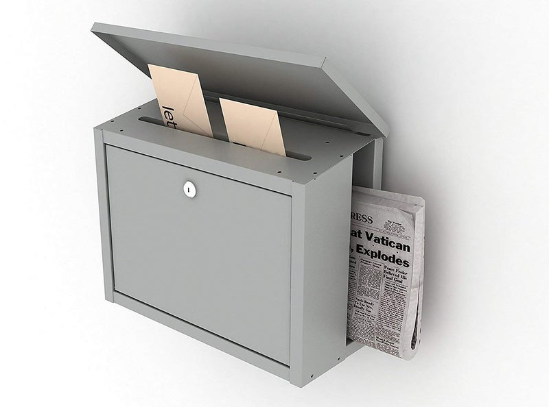 THE BESTSELLERS The Grey color wall mounted Modern Letter box with newspaper compartment and top lid Made in India - Image 3