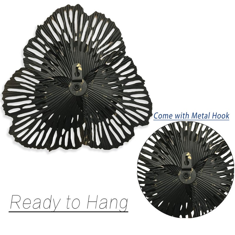 Picfarce 10" Metal Flower Wall Art Decor, Rustic Modern Floral Sculpture, Distressed Iron Wall Hanging Home Decoration Accent Artworks for Indoor Kitchen Bedroom Living Office Outdoor Garden Patio (36B-Gold) - Image 5