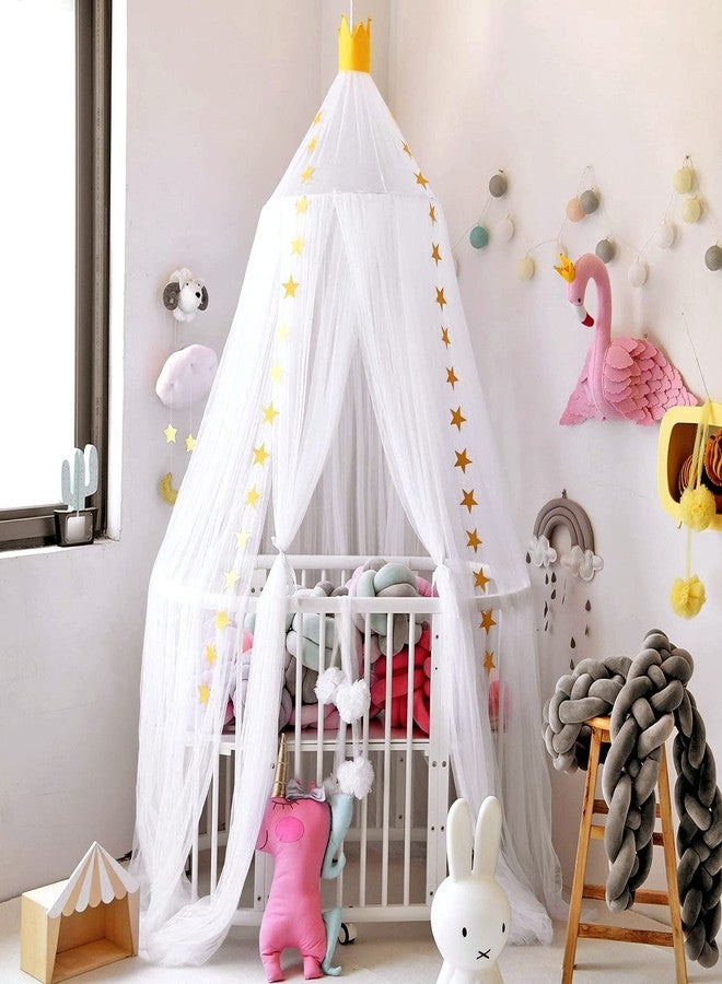 dix-rainbow Princess Bed Canopy for Kids Yarn Play Net Canopy for Baby Bed, Children Round Dome Indoor Outdoor Castle Hanging Decoration Reading Nook Canvas White… - Image 1