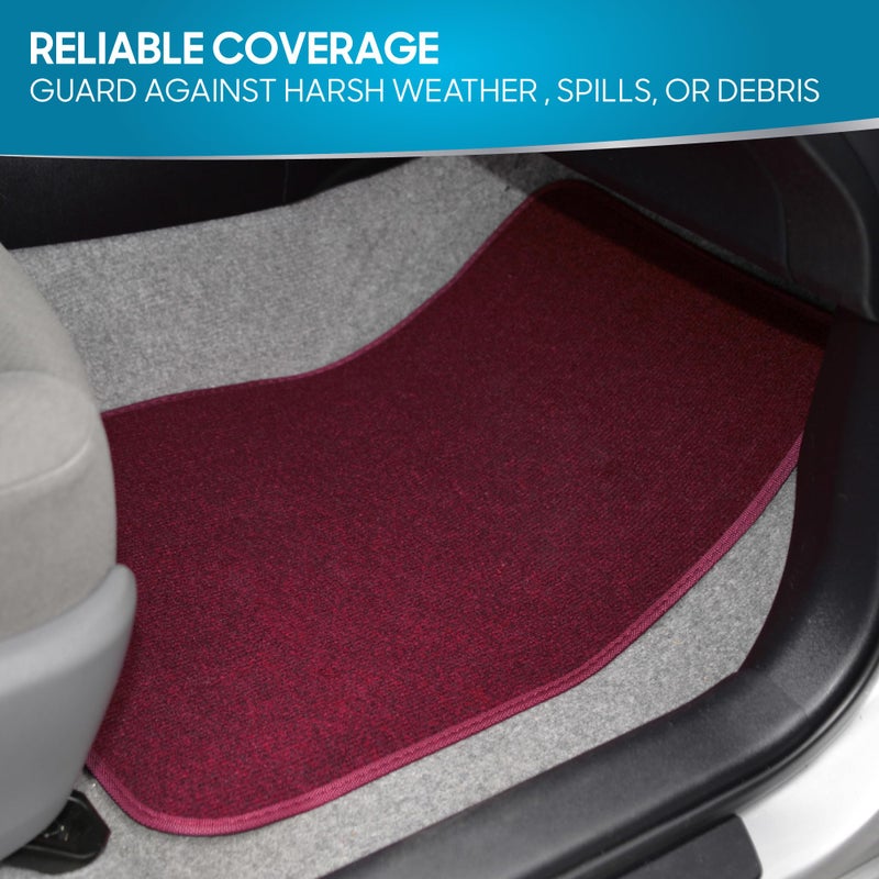 BDK MT-100-BD Burgundy Red Carpeted 4 Piece Car SUV Floor Mats With Vinyl Heel Pad Car Vehicle Universal Fit - Image 4