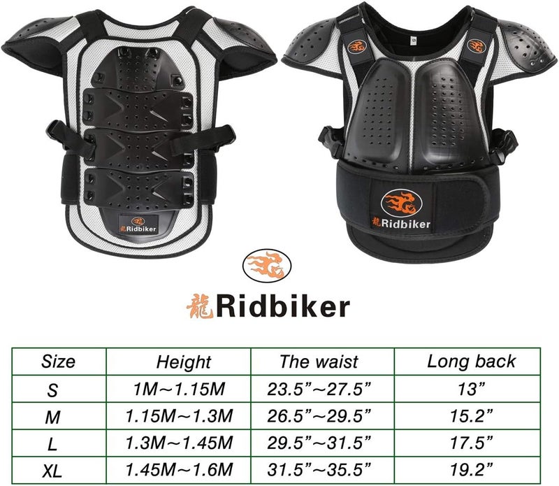 RIDBIKER Kids Motorcycle Armor Vest - Dirt Bike Chest Spine Protector - Image 2