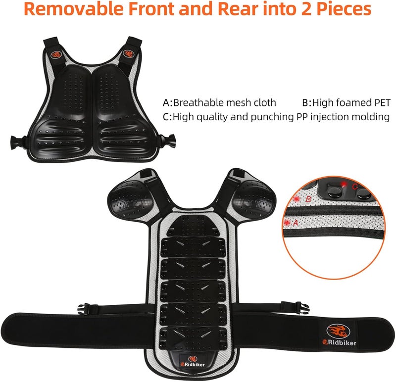 RIDBIKER Kids Motorcycle Armor Vest - Dirt Bike Chest Spine Protector - Image 3