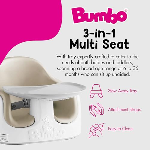 Bumbo 3in1 MultiSeat for 6 to 36 Months Travel Baby and Infant Feeding Play Floor Seat Portable Booster High Chair with Dining and Activity Tray Taupe - Image 3