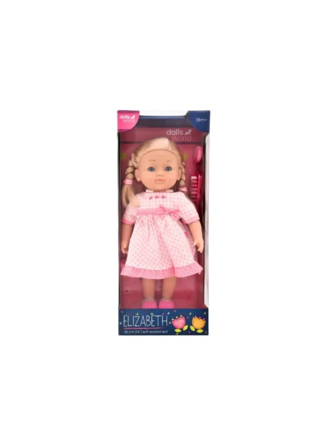 دولز وورلد إلزيبث ذات العيون النائمة دمية بجسم طري ألوان متعددة 36 سم PKN78230 - Image 3