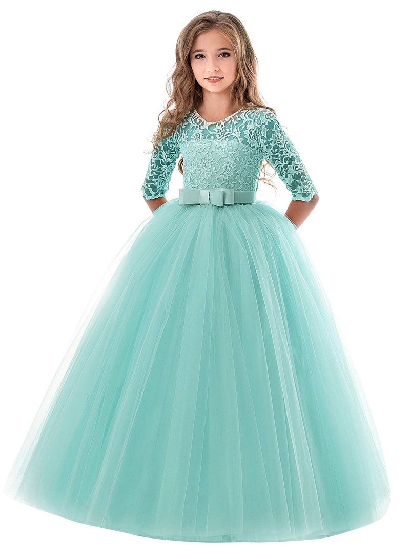 NIBEMINENT Fashionable Cute Girls Dresses Green