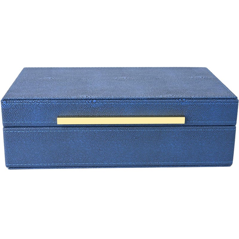 Xigexige Navy Blue Shagreen Box Faux Leather Decorative Box Keepsake And Memory Storage Small Decorative Boxes With Lids For Modern Home Decor Jewelry Box Organizer - Image 1