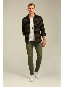 Cool Tarz Cool Style Khaki Men's Slim Fit Button-down Collar Double Pocket Lumberjack Plaid Shirt  - Image 4