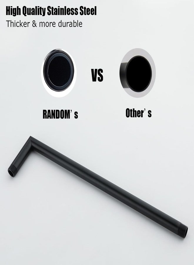 RANDOM 16 Inch Shower Arm with Flange,Stainless Steel 90 Degree Rain Shower Head Extension Arm,Wall-Mounted Shower Head Arm for Fixed Shower Head,Matte Black.RD91078-16MB - Image 2