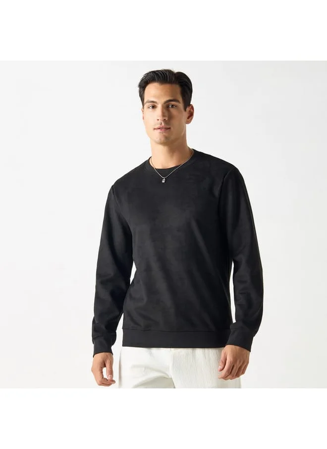 Iconic Iconic Solid Sweatshirt with Round Neck and Long Sleeves