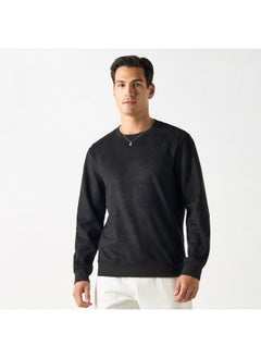 Iconic Iconic Solid Sweatshirt with Round Neck and Long Sleeves  - Image 1