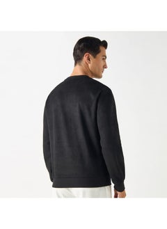 Iconic Iconic Solid Sweatshirt with Round Neck and Long Sleeves  - Image 3