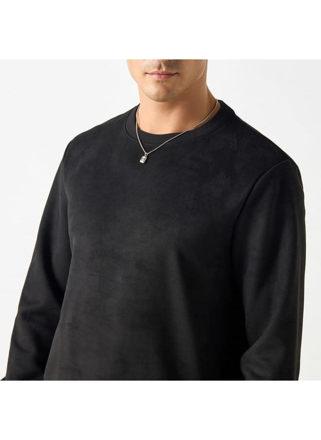 Iconic - Iconic Solid Sweatshirt with Round Neck and Long Sleeves - Image 1