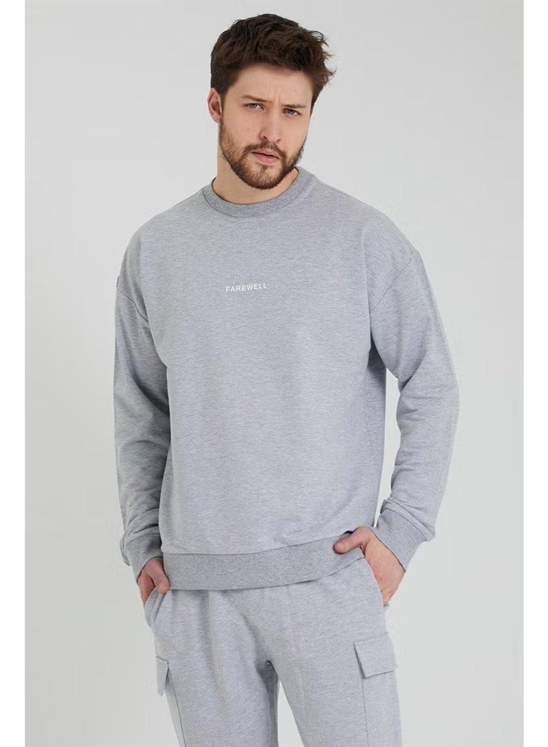 Odelon Men's Crew Neck Oversize Sweatshirt Gray - Image 1