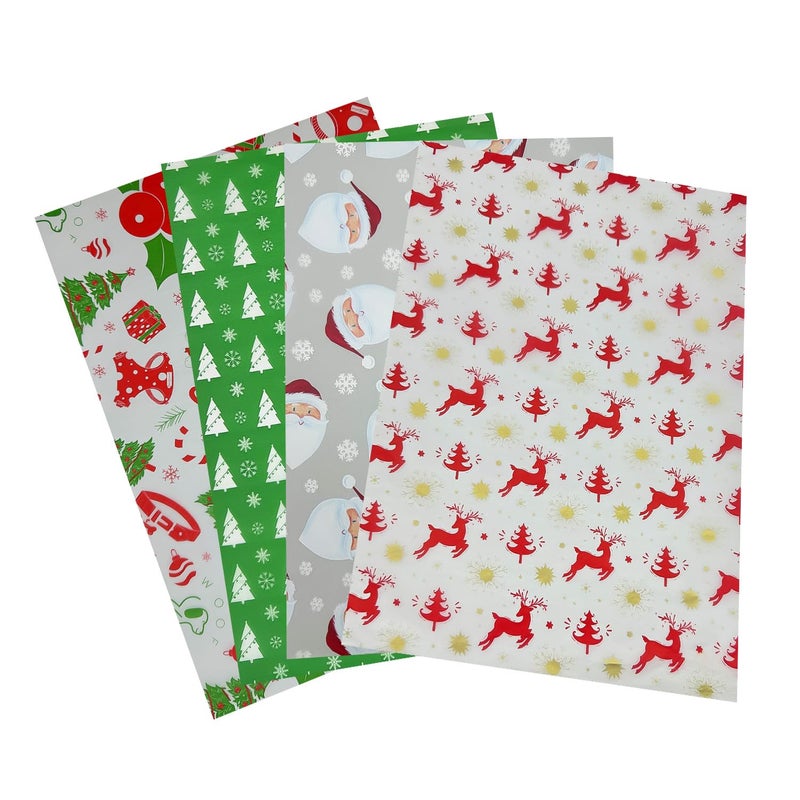 Christmas Tissue Paper for Gift Wrapping 20 Sheets 4 Designs 50 x 35cm Wrapping Paper for Christmas Craft DIY