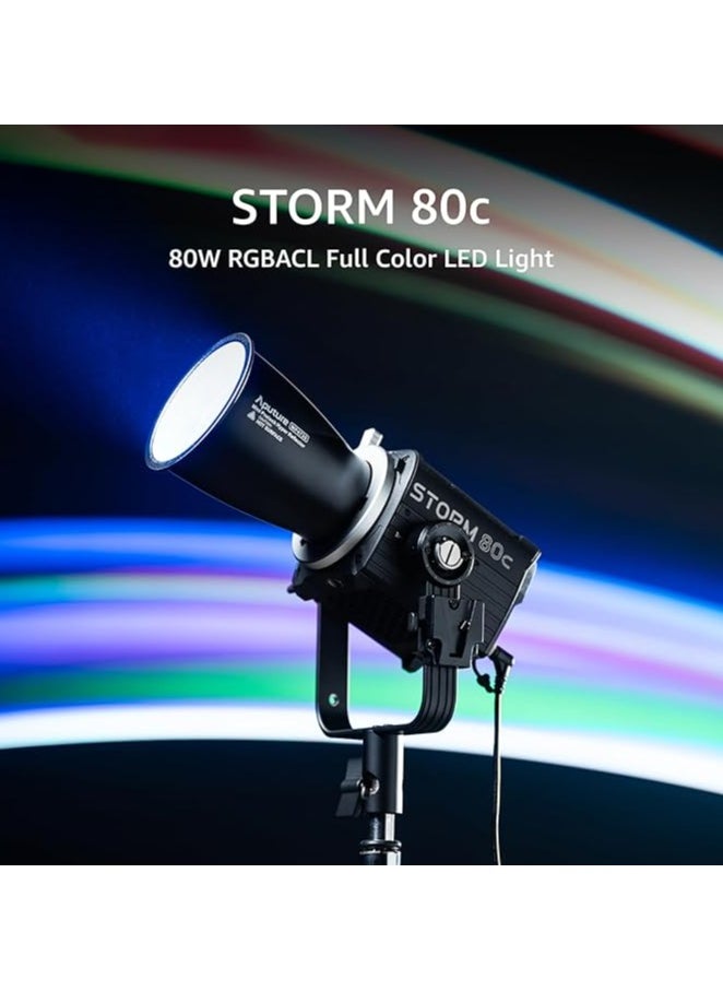 Aputure - Aputure STORM 80c RGBACL Full-Color LED Video Light, 80W Portable Point Light with 1800-20000K CCT Range, IP65 Waterproof, Multiple Dimming Modes, V-Mount Support, Sidus Link APP Control - Image 1