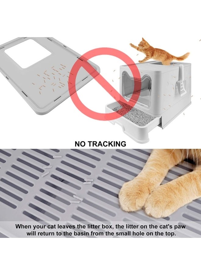 ALongDeng - Foldable Cat Litter Box with Lid Enclosed Cat Potty Top Entry Anti Splashing Cat Toilet Easy to Clean Including Cat Litter Scoop - Image 1