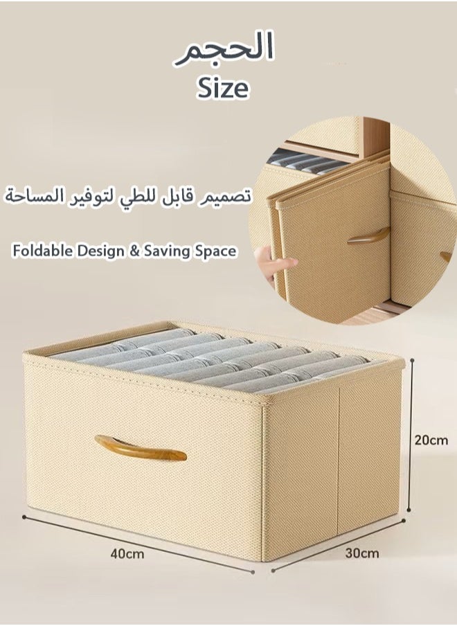Generic 3 Pcs Wardrobe Clothes Organizer Foldable Closet Storage Box Storage Bins Organizer with Handle Closet Shelf Organizer and Storage Cloth Storage Bins for Organizing, Beige  - Image 3