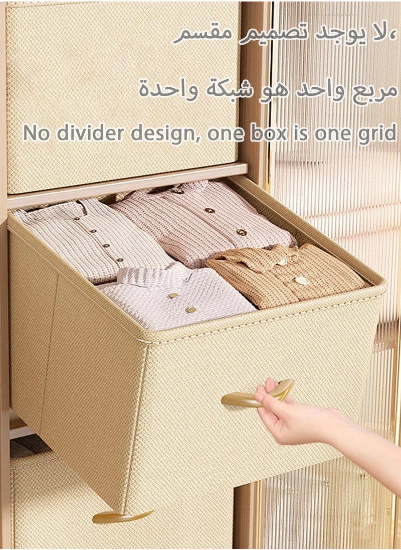 Generic 3 Pcs Wardrobe Clothes Organizer Foldable Closet Storage Box Storage Bins Organizer with Handle Closet Shelf Organizer and Storage Cloth Storage Bins for Organizing, Beige  - Image 4
