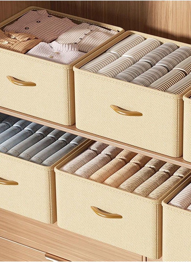 Generic 3 Pcs Wardrobe Clothes Organizer Foldable Closet Storage Box Storage Bins Organizer with Handle Closet Shelf Organizer and Storage Cloth Storage Bins for Organizing, Beige  - Image 5