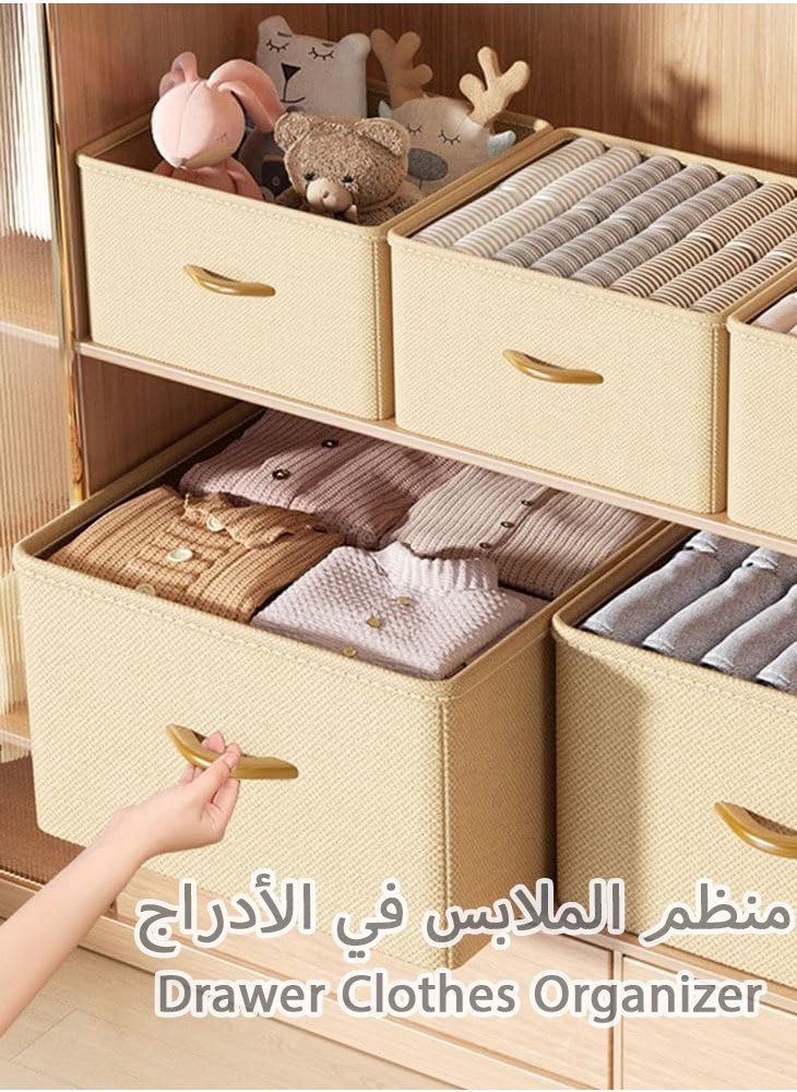 Generic 3 Pcs Wardrobe Clothes Organizer Foldable Closet Storage Box Storage Bins Organizer with Handle Closet Shelf Organizer and Storage Cloth Storage Bins for Organizing, Beige  - Image 1