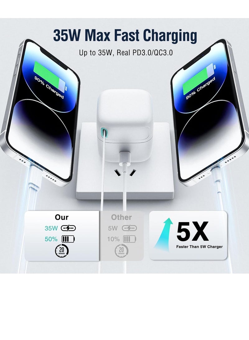 أوسامس شاحن قابل للسحب لجهاز iPhone، وحدة شاحن سريع PD بقوة 35 وات مع كابل قابل للسحب (31.5 بوصة) ومنافذ من النوع C، محول شاحن محمول لجهاز iPhone 14/13 Pro Max/iPad/AirPods - Image 3