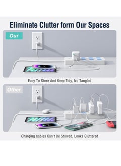 Usams Retractable Charger for iPhone, 35W PD Fast Charger Block with Retractable Cable (31.5 inch) and Type C Ports, Portable Charger Adapter for iPhone 14/13 Pro Max/iPad/AirPods  - Image 5