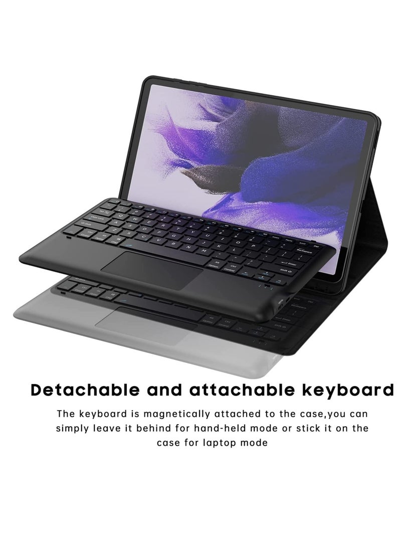 ELTRAZONE Keyboard Case for Samsung Galaxy Tab S7 FE 12.4" 2021 - Smart Wireless Waterproof Detachable Magnetic Tablet Trackpad Keyboard Cover for S7 FE SM-T730/T736 with S Pen Holder (Black) - Image 2
