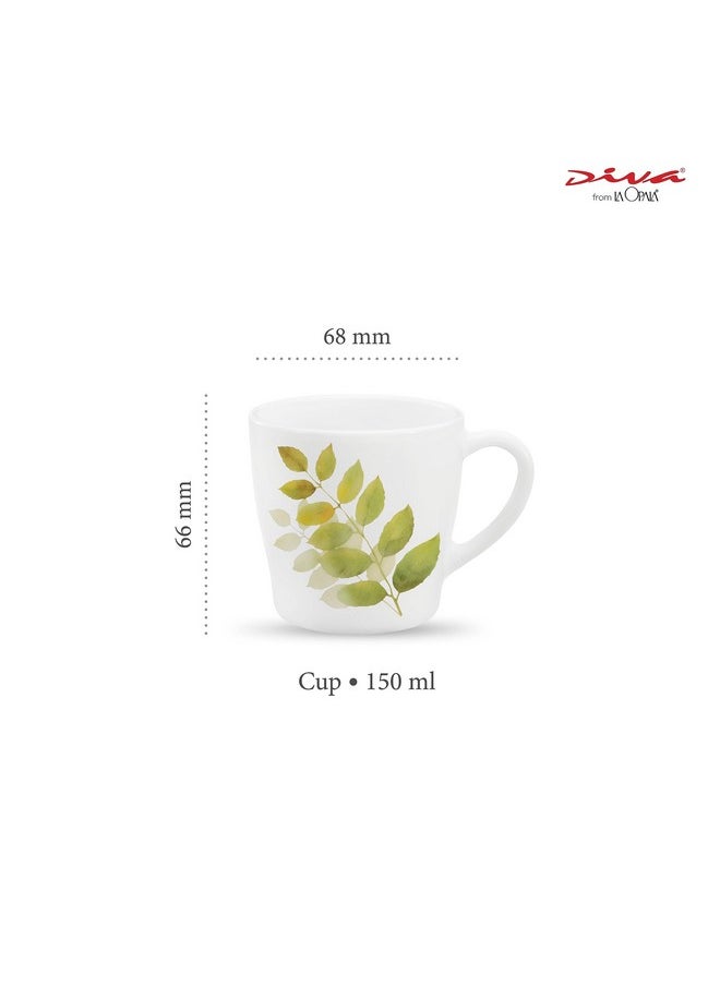 La Opala La Opala Diva, Opal Glass Crockery | Cup Gloria, Set of 6 | Autumn Shadow, 160 ml | for Tea & Coffee | Microwave Safe | 100% Vegetarian | Toughened Extra Strong | Super Light | Super White  - Image 2