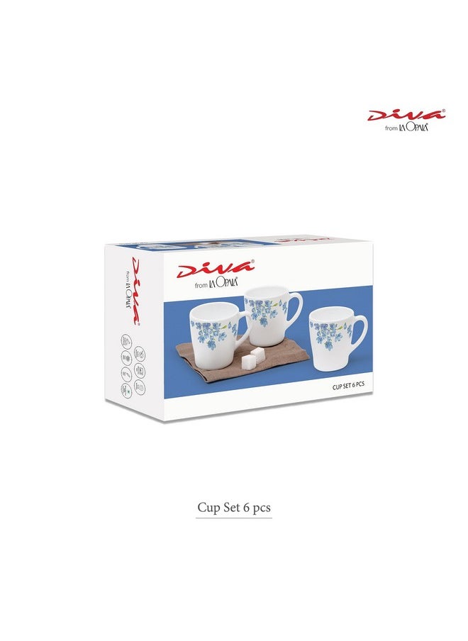 La Opala La Opala Diva, Opal Glass Crockery | Cup Gloria, Set of 6 | Autumn Shadow, 160 ml | for Tea & Coffee | Microwave Safe | 100% Vegetarian | Toughened Extra Strong | Super Light | Super White  - Image 4