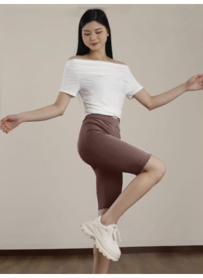 المرأة طول الركبة القطن السائق السراويل طماق المشي ممارسة تجريب اليوغا Boyshorts أكتيفيوير KU361 - Image 2