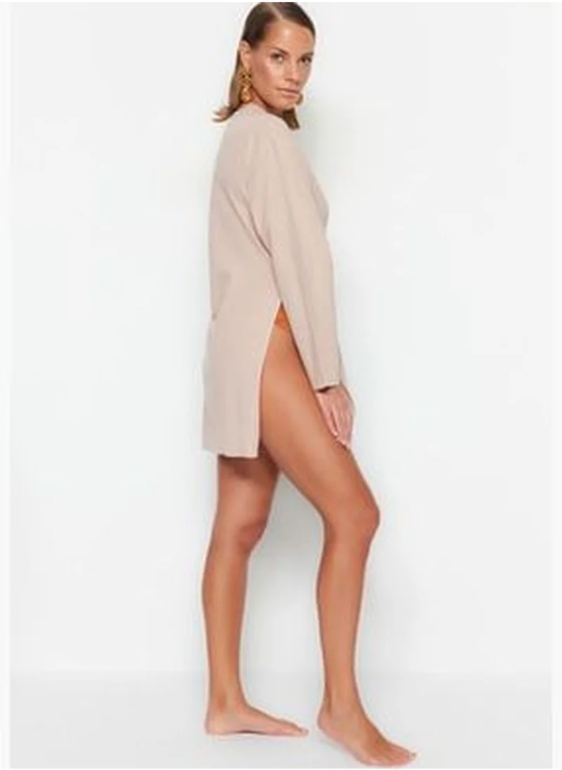 trendyol Beige Mini Woven Tie 100% Cotton Kimono & Kaftan TBESS23KM00079