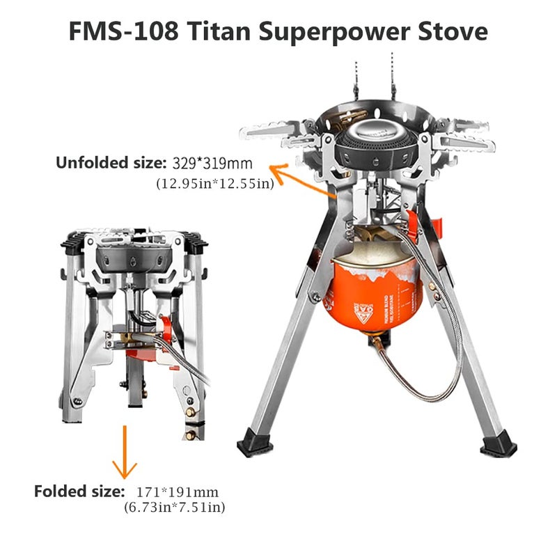 Fire-Maple Fire Maple Camp Stove FMS-108, Upgraded Super Power 4000W Camping Stove, Portable Camping Outdoors One-Piece Gas Stove Stainless Steel Cooking Stove - Image 3