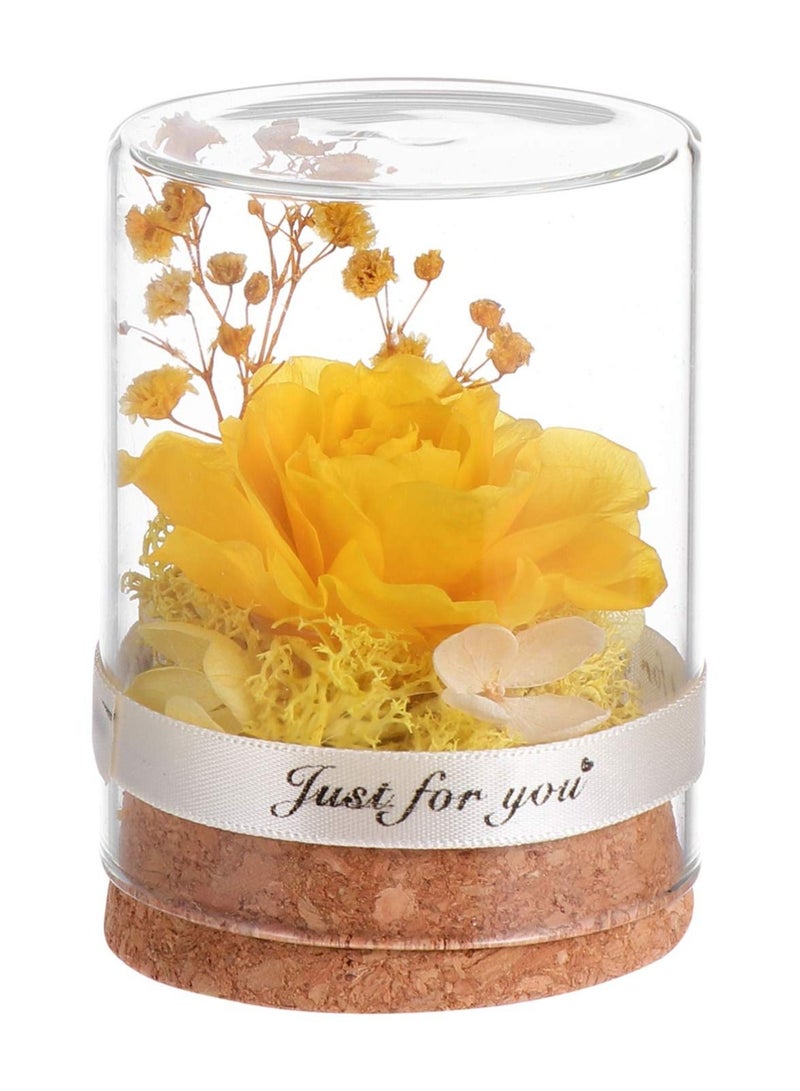 SYOSI Preserved Flower In Glass Dome Everlasting Forever Handmade Rose Galaxy Flower Artificial Flower Natural Eternal Never Withered Flowers Valentine's Day, Mother's Day, Anniversary, Birthday, Yellow - Image 1
