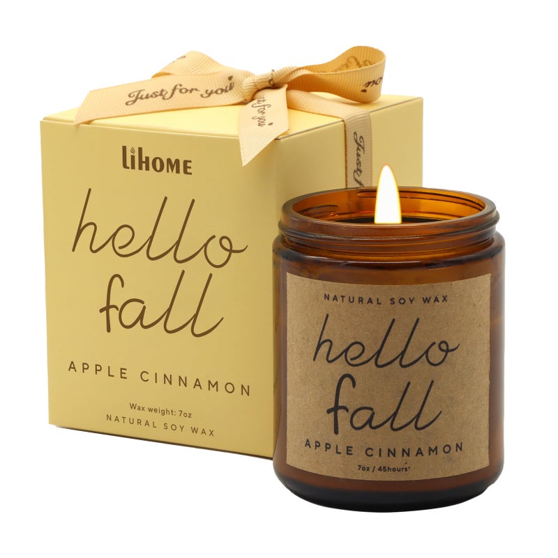 Fall Decorations for Home Fall Candles Gifts for Women Natural Soy Wax Apple Cinnamon Scented Candles