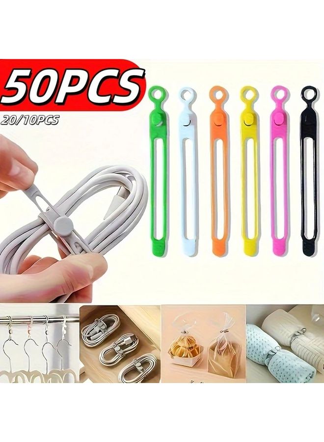 50pcs Mix Colors Heavy Duty Silicone Cable Organizer Clips Ties For Desk Kitchen Office - Image 2