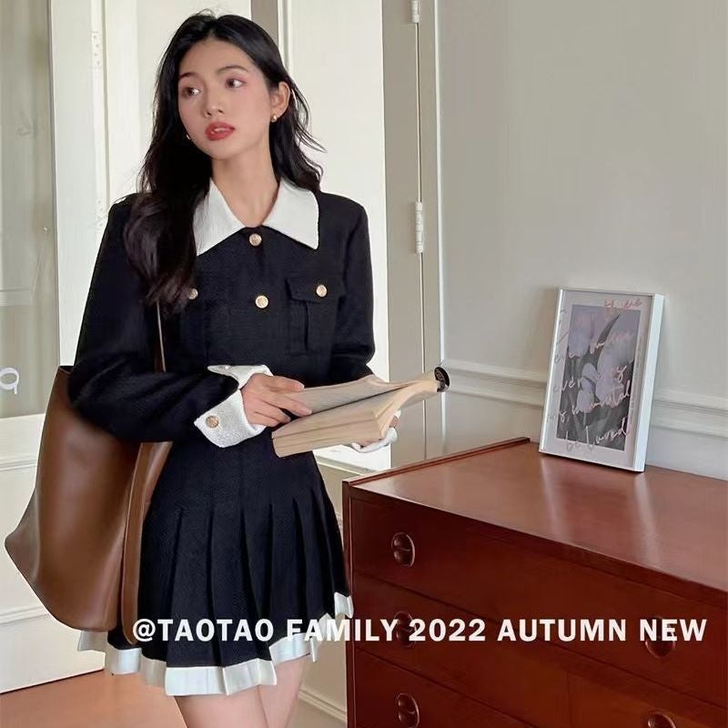 2022 French Contrast Chic Autumn Winter Outfit Brown jacket - Image 2