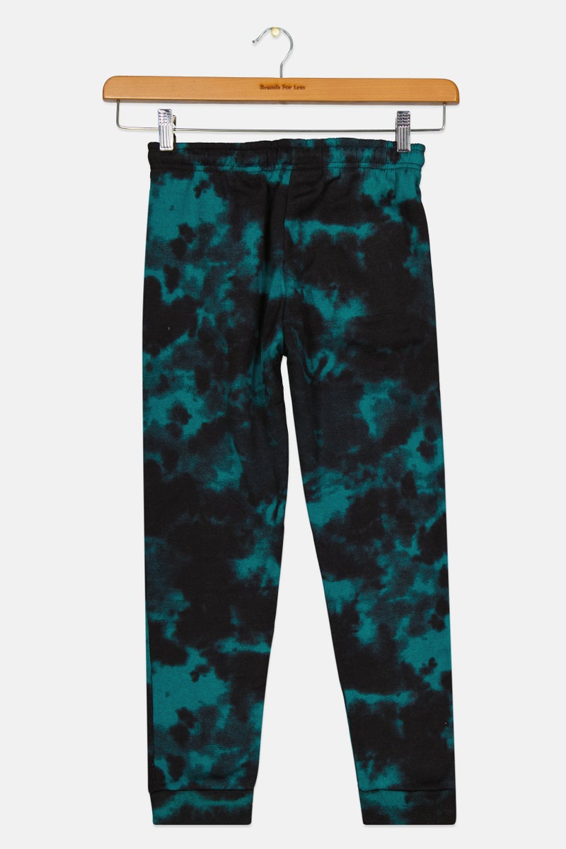 brooklyn Kids Boy Drawstring Tie Dye Jogger Pants, Green  - Image 2