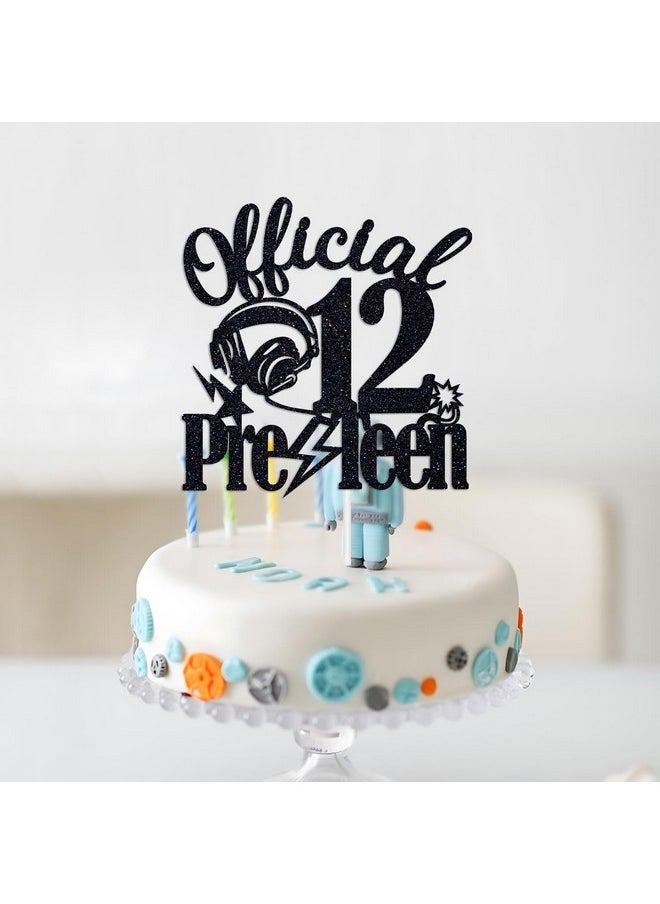 Confetti - Confetti! Cheerful 12! Official Pre-teen Birthday Cake Topper - Dazzling Black Glitter Decor for 12th Birthday Parties, Perfect Party Supplies for Boys & Girls - Image 1