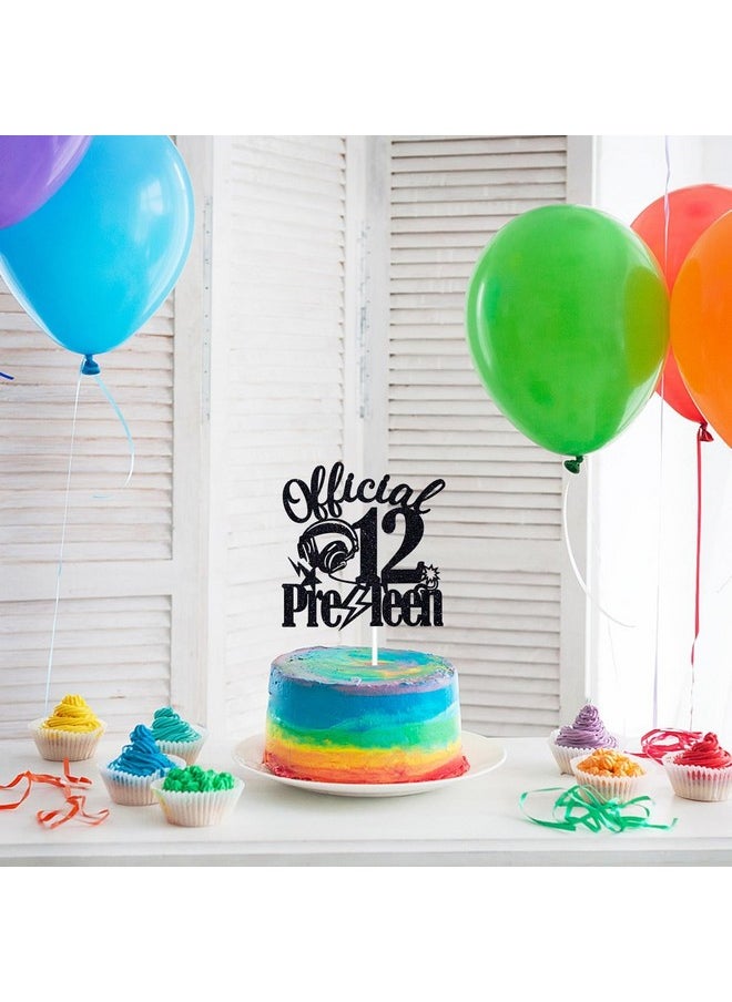 Confetti - Confetti! Cheerful 12! Official Pre-teen Birthday Cake Topper - Dazzling Black Glitter Decor for 12th Birthday Parties, Perfect Party Supplies for Boys & Girls - Image 1