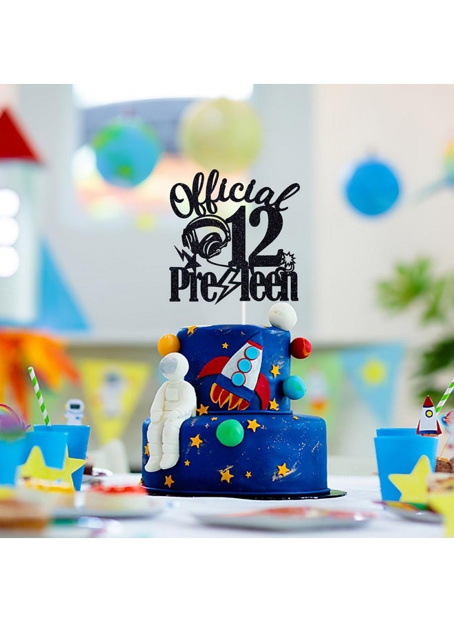 Confetti - Confetti! Cheerful 12! Official Pre-teen Birthday Cake Topper - Dazzling Black Glitter Decor for 12th Birthday Parties, Perfect Party Supplies for Boys & Girls - Image 1